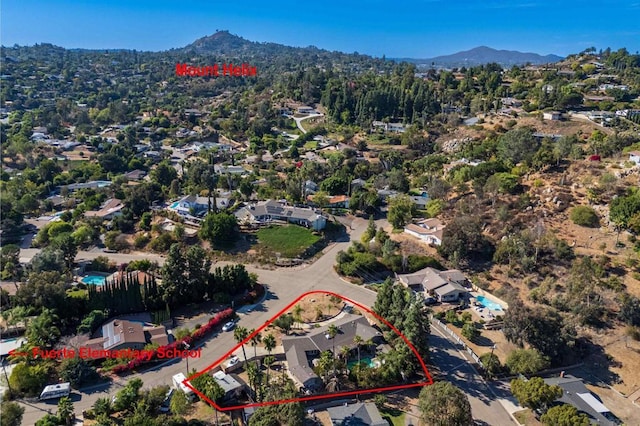 aerial view featuring a mountain view