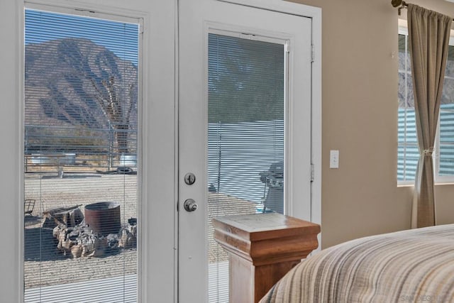 bedroom featuring french doors