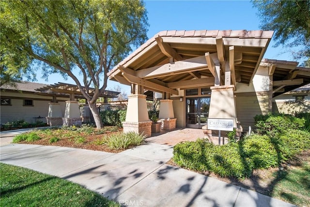 exterior space featuring a pergola