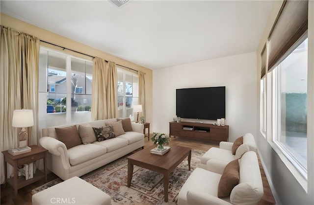 living room featuring hardwood / wood-style flooring