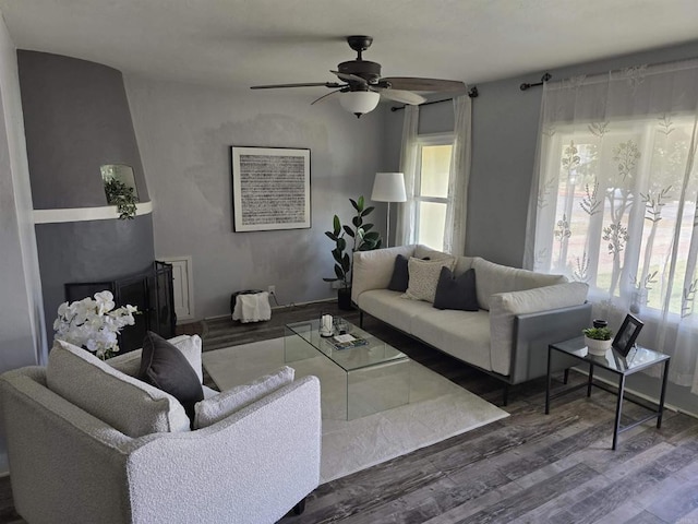 2416 J Ave, National City, CA 91950 - living room featuring wood finished floors and ceiling fan
