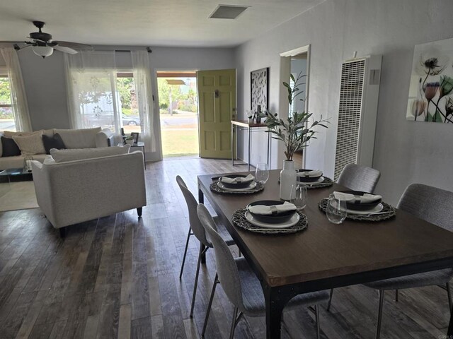 2416 J Ave, National City, CA 91950 - dining area with a heating unit, hardwood / wood-style floors, and ceiling fan