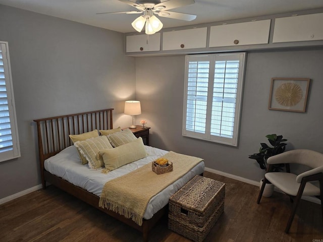 2416 J Ave, National City, CA 91950 - bedroom featuring dark wood-style flooring, baseboards, and ceiling fan