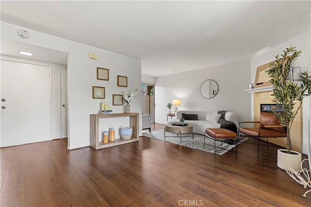 living room featuring dark hardwood / wood-style flooring