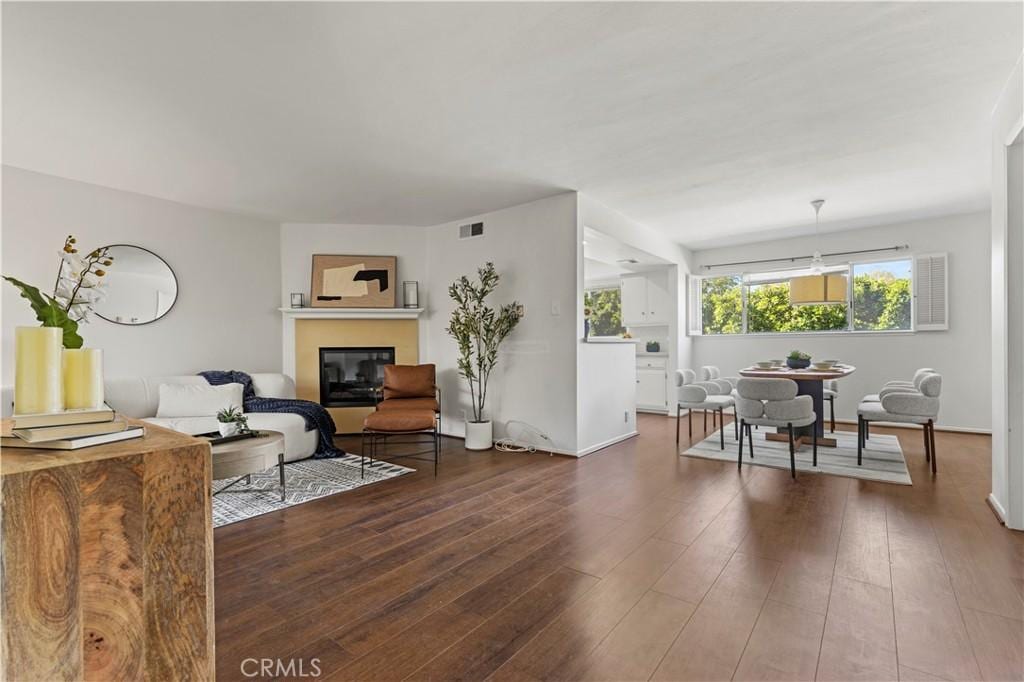 living room with wood-type flooring