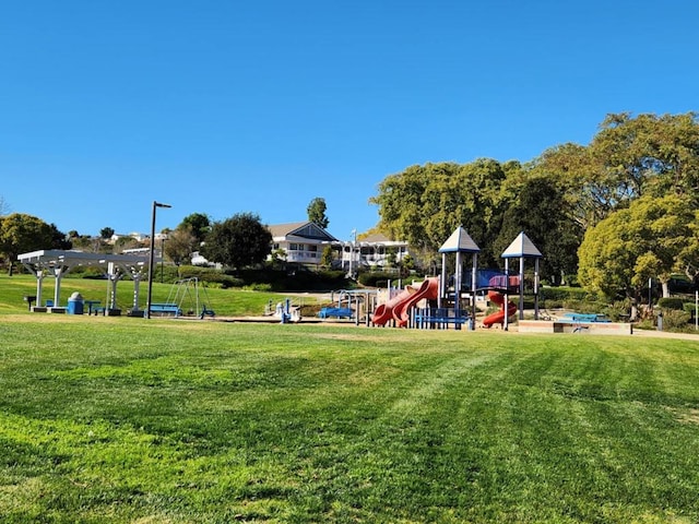 view of playground featuring a yard