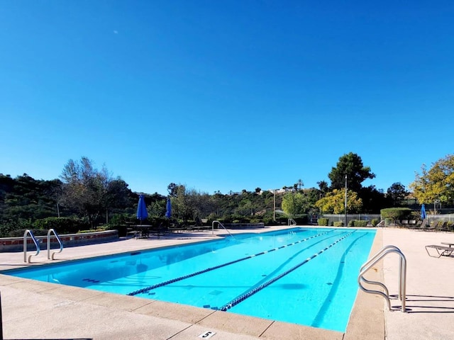 view of pool featuring a patio area