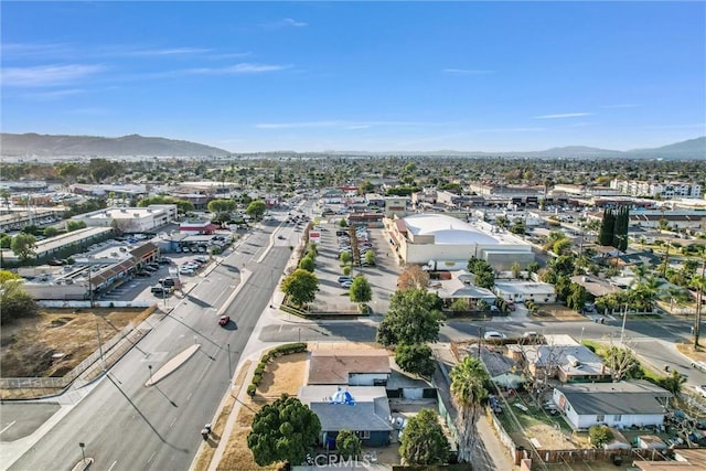 drone / aerial view with a mountain view