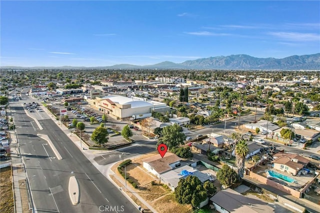 drone / aerial view with a mountain view