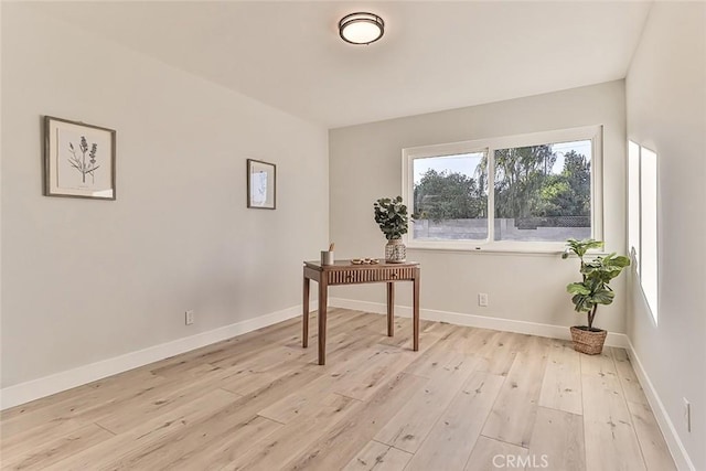 office space featuring light hardwood / wood-style floors