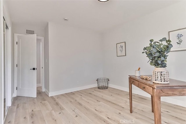 interior space with light hardwood / wood-style floors