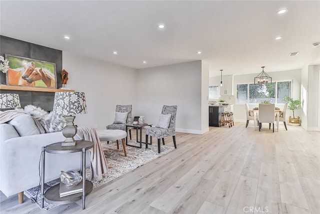 living area featuring light wood-type flooring