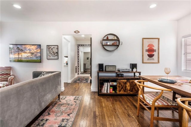 office area featuring dark hardwood / wood-style floors