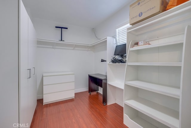 spacious closet with wood finished floors