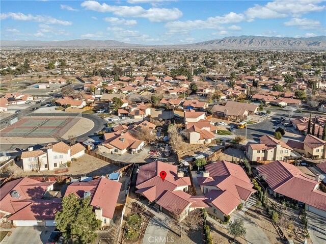 aerial view with a mountain view