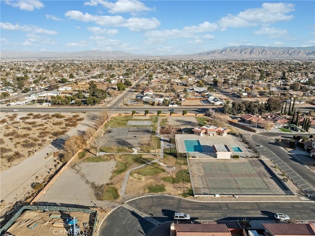 aerial view with a mountain view