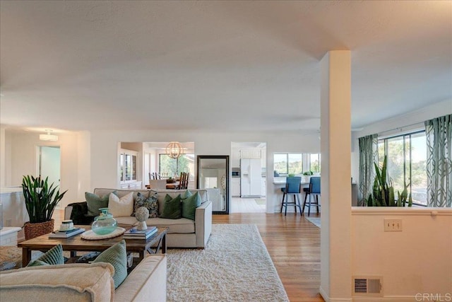 living room featuring light hardwood / wood-style flooring