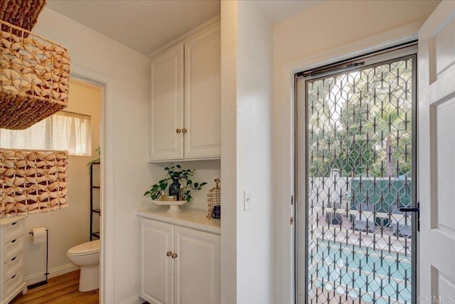 doorway featuring light hardwood / wood-style floors