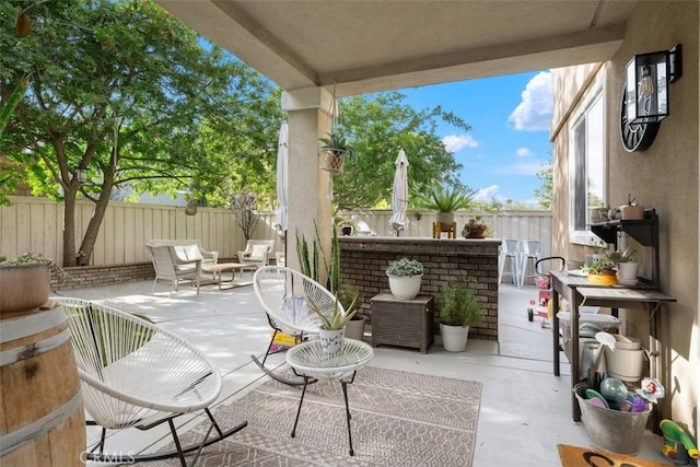 view of patio / terrace with an outdoor living space