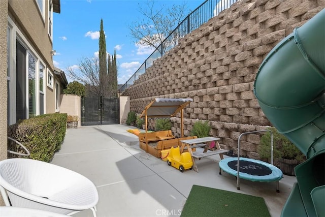 view of patio / terrace with a trampoline