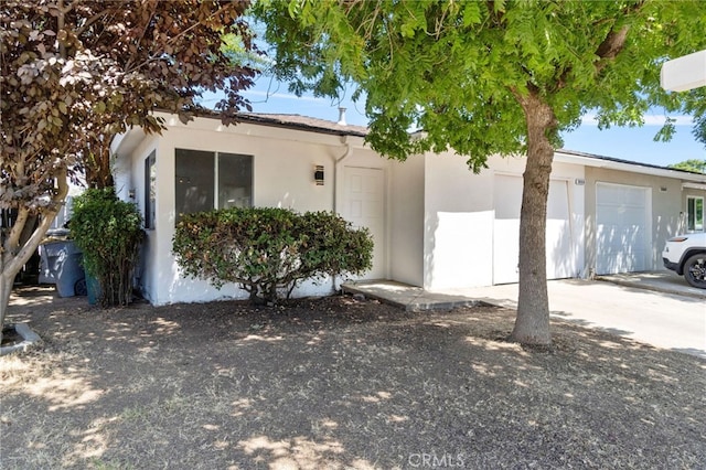 exterior space with a garage