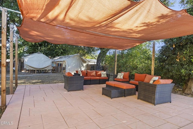 view of patio / terrace featuring an outdoor living space