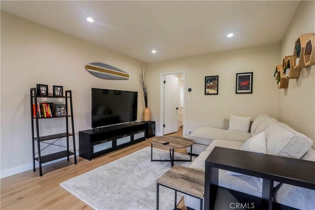 living room with light wood-type flooring