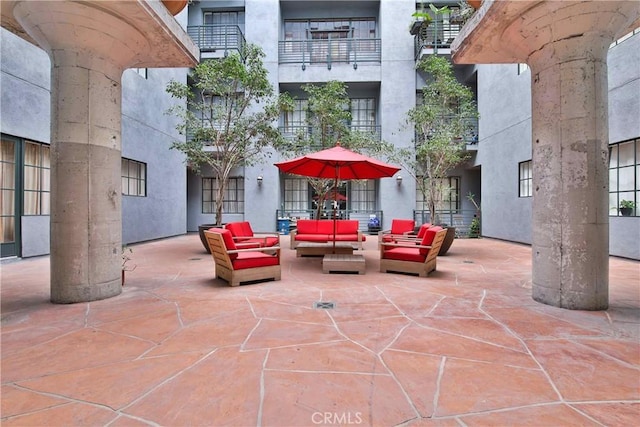 view of patio with an outdoor hangout area