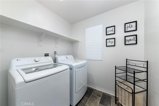 washroom featuring washer and clothes dryer