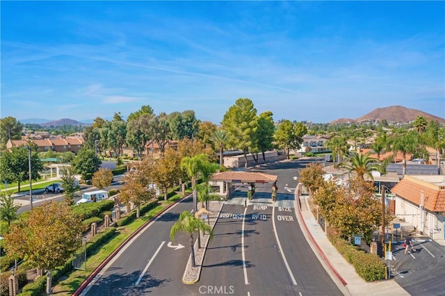 bird's eye view with a residential view and a mountain view