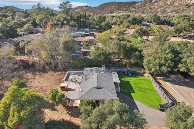 aerial view with a mountain view