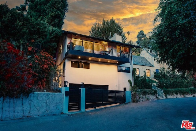 contemporary house with a balcony