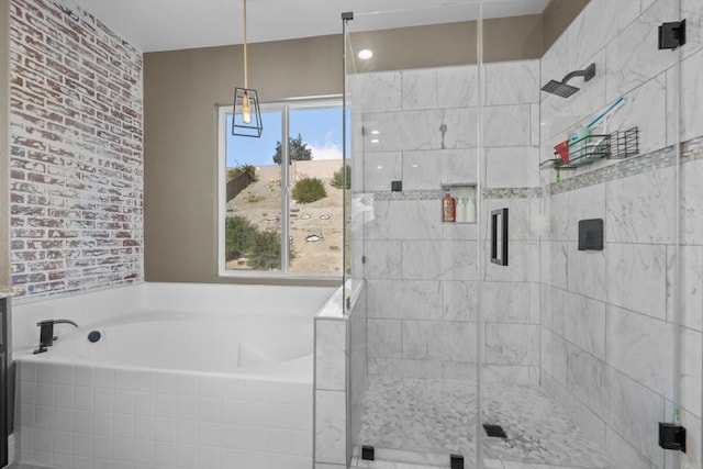 bathroom with independent shower and bath