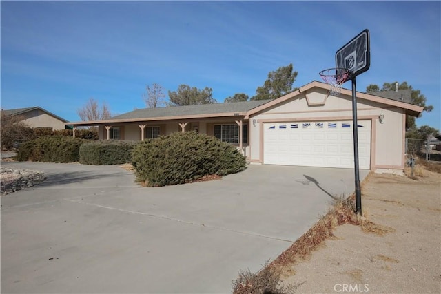 single story home with a garage