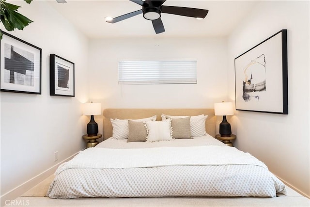 bedroom featuring ceiling fan