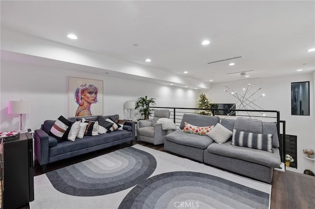 living room featuring hardwood / wood-style flooring