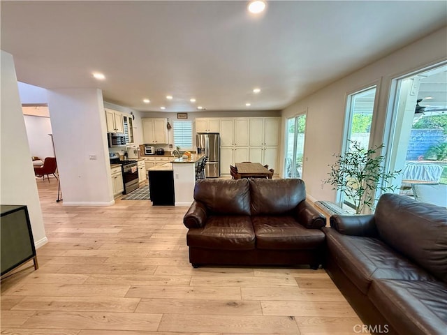 living room with light wood-type flooring