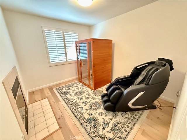 living area featuring light wood-type flooring