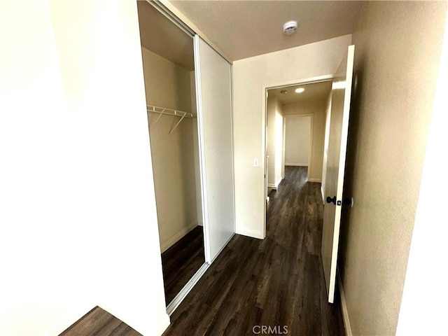 corridor featuring dark hardwood / wood-style flooring