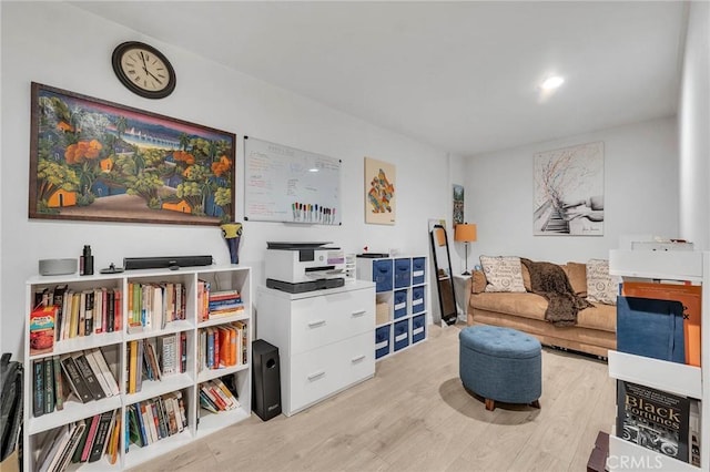 living area featuring light wood-type flooring