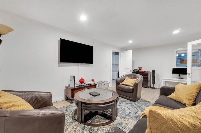 living room featuring light hardwood / wood-style flooring