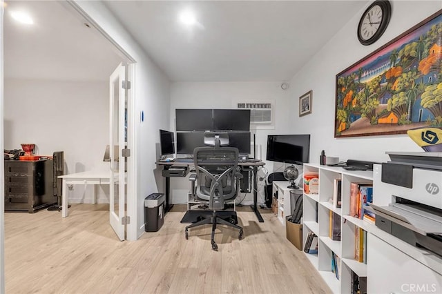 home office featuring light wood-type flooring