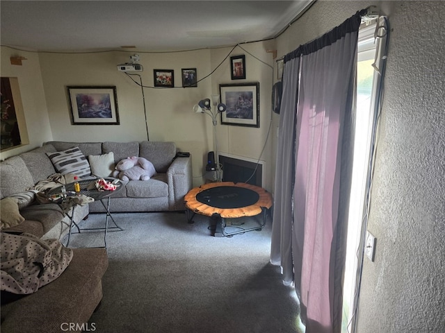 living room with carpet flooring