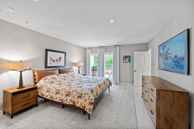 bedroom with light tile patterned floors