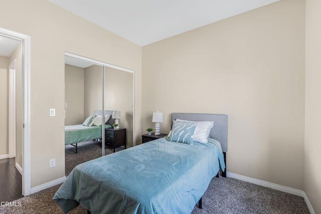 carpeted bedroom featuring a closet