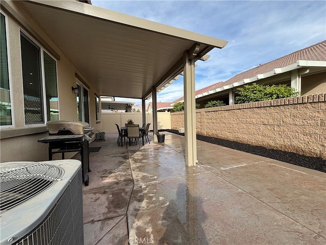 view of patio / terrace featuring area for grilling and central AC