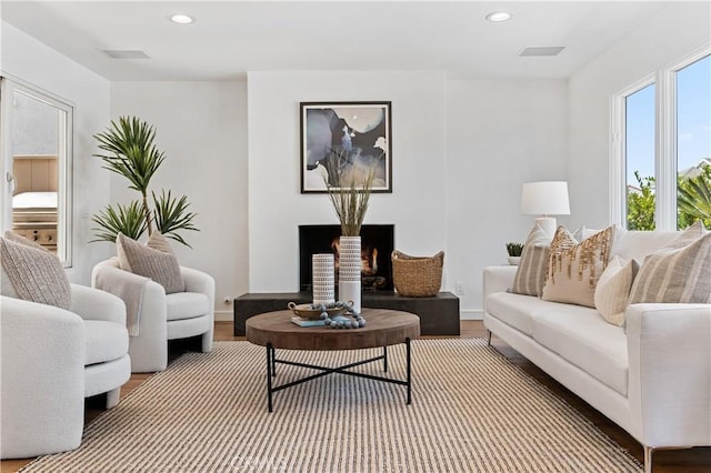 living room with hardwood / wood-style flooring