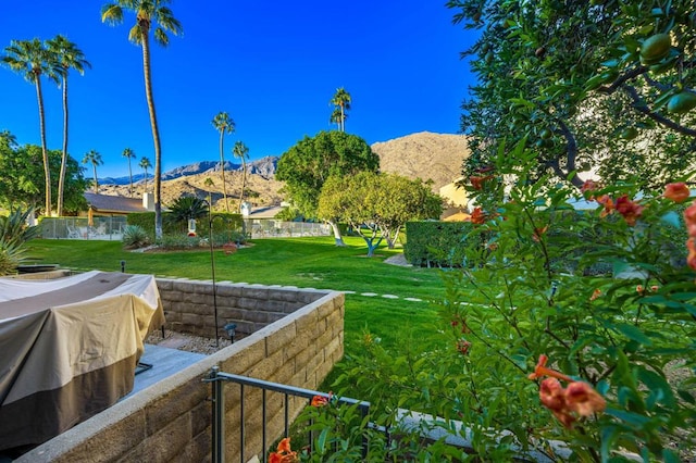 view of yard featuring a mountain view