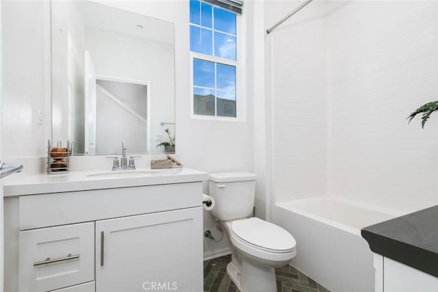 full bathroom featuring toilet, vanity, and shower / bath combination