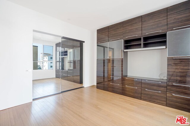 interior space featuring a closet and light hardwood / wood-style flooring